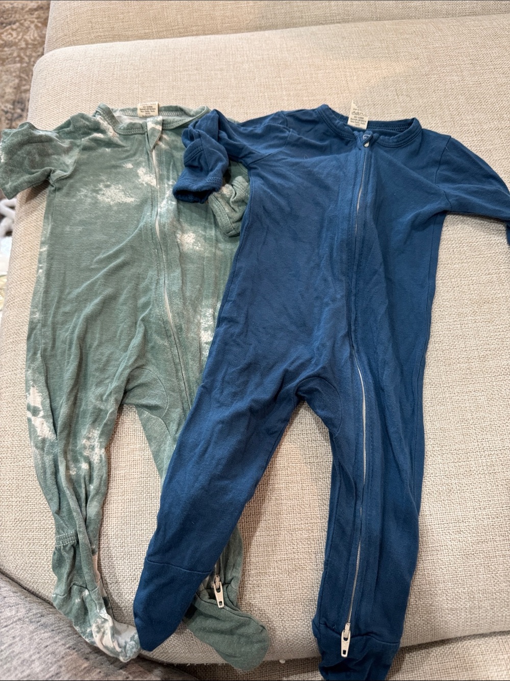 Larkspur Bamboo Kids Footed Zipper Pajama in Blue and Sage